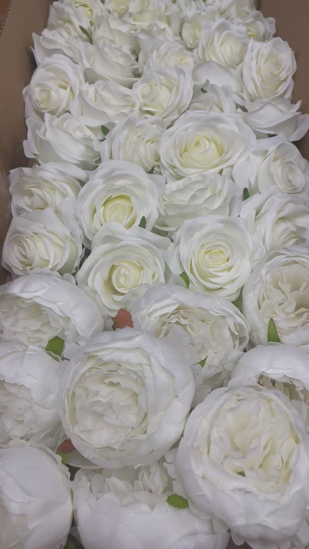 50 PCS All White Assorted Artificial Flower Heads C – Roses, Peonies