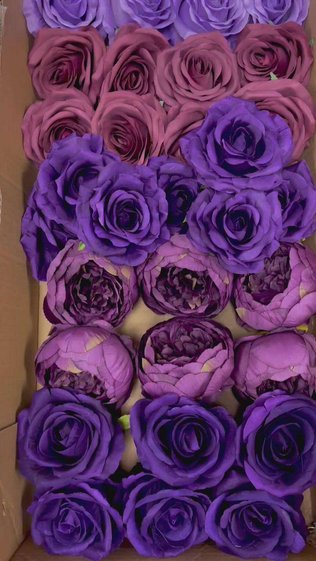 50/60 PCS All Purple Assorted Artificial Flower Heads (AZ5), Peonies, Roses & Dahlias