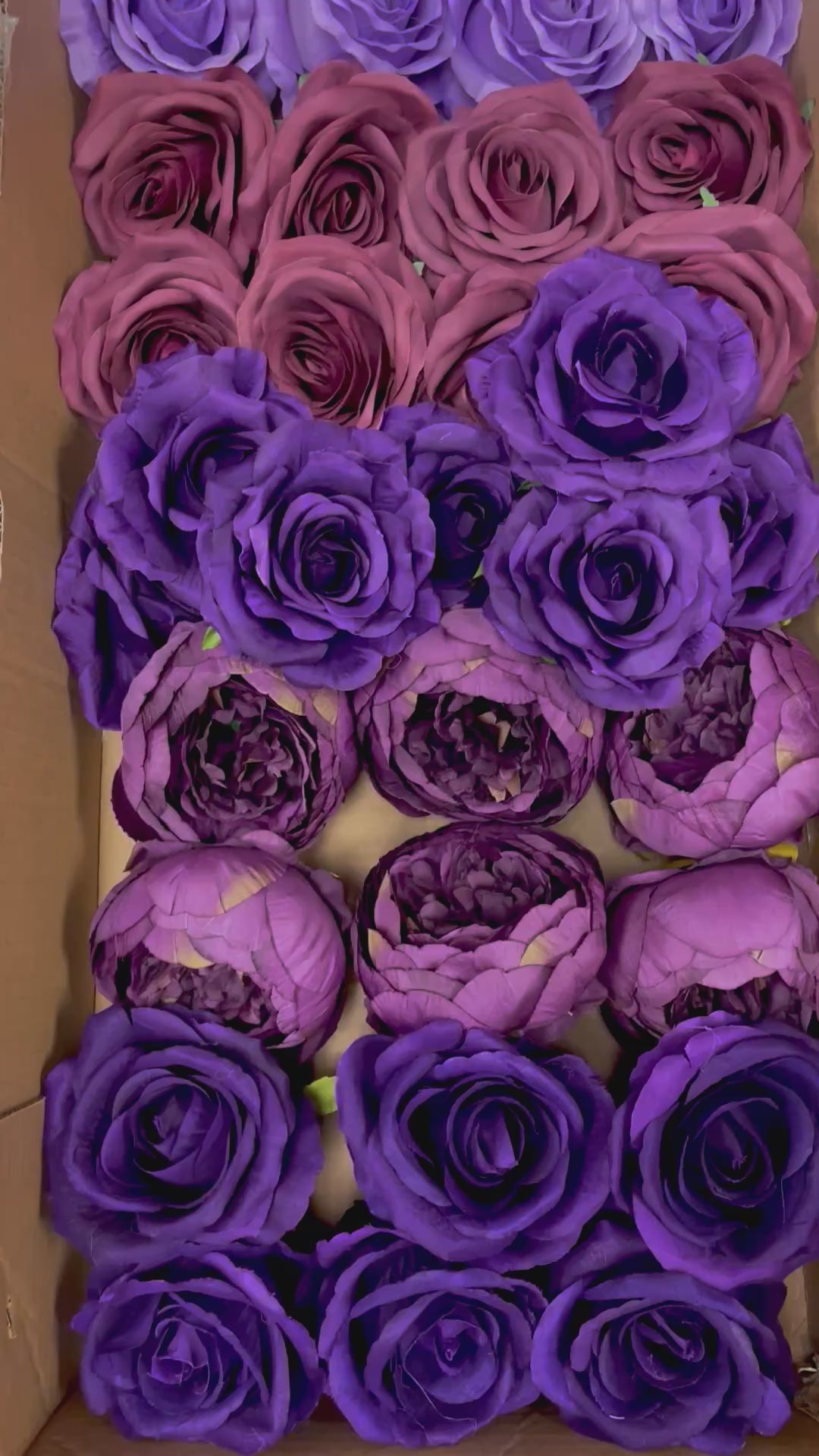 50/60 PCS All Purple Assorted Artificial Flower Heads (AZ5), Peonies, Roses & Dahlias